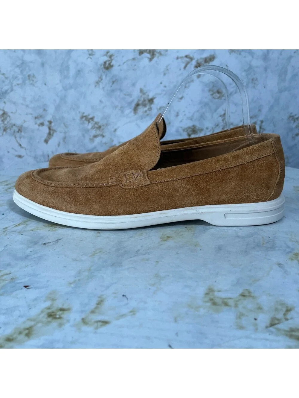 Peter Millar Mens Size 8M Shoes Brown White Suede Comfort Casual  Moc Toe Loafer
